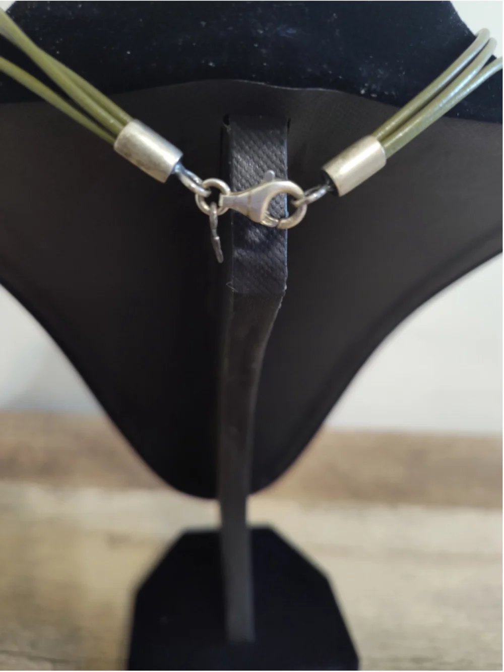Women's Green Leather Cord and Sterling Silver Charm Layered Necklace